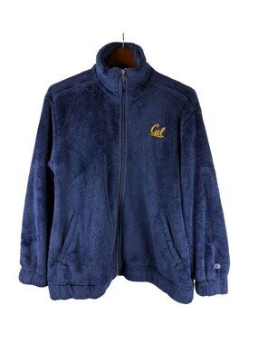 Champion "Cal" Navy Blue Fleece Full Zip Jacket W/Pockets & Logo Women's Size L